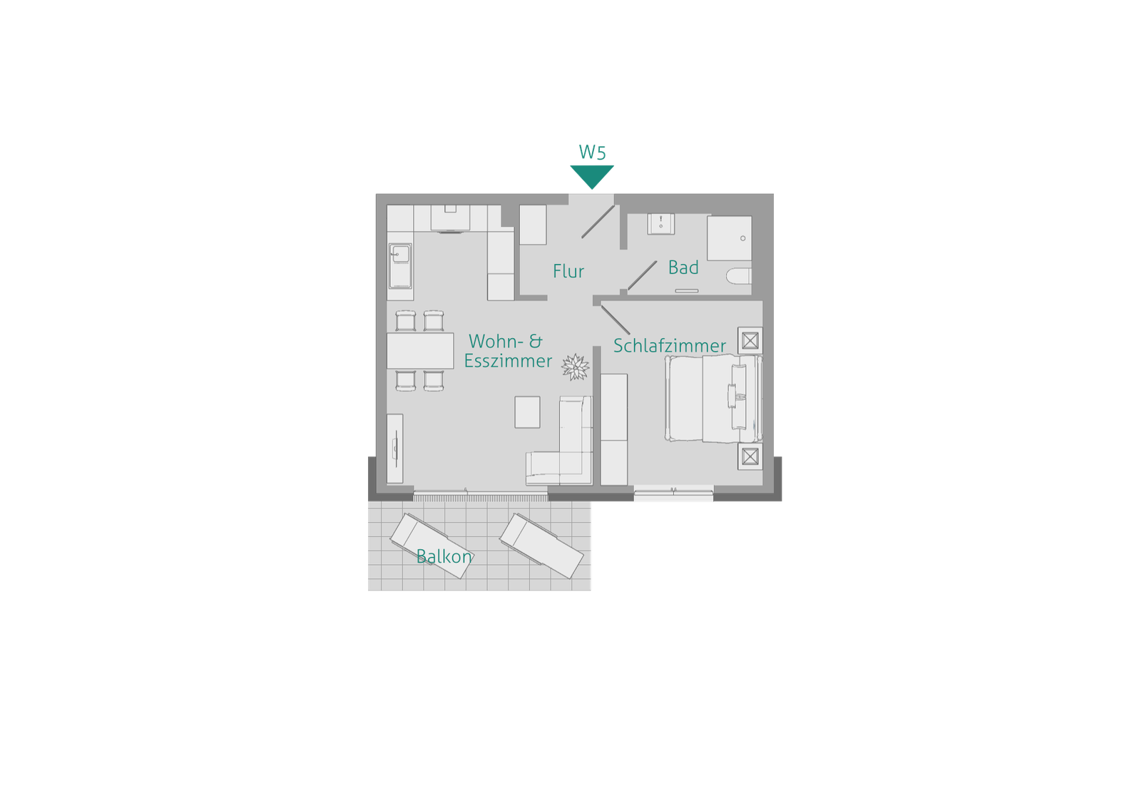Grundriss einer 2 Zimmer Wohnung ideale Kapitalanlage ImGässle