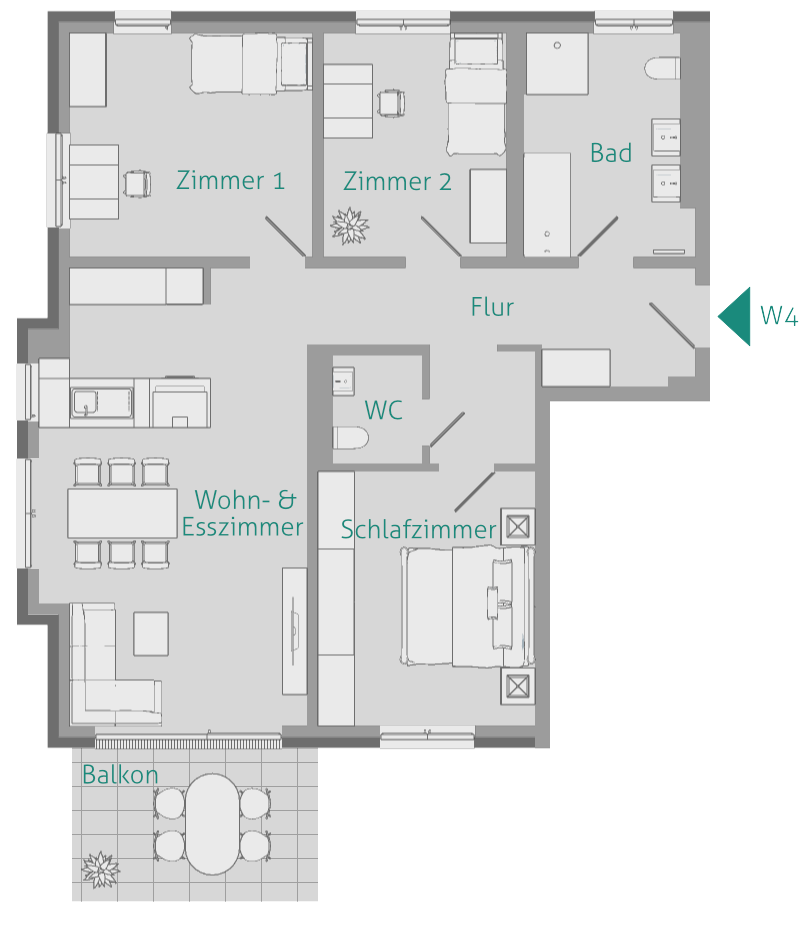 LETZTE 4-ZIMMERWOHNUNG – NEUBAU – BARRIEREFREI – SOFORT VERFÜGBAR - Wohnung 4 (12598)