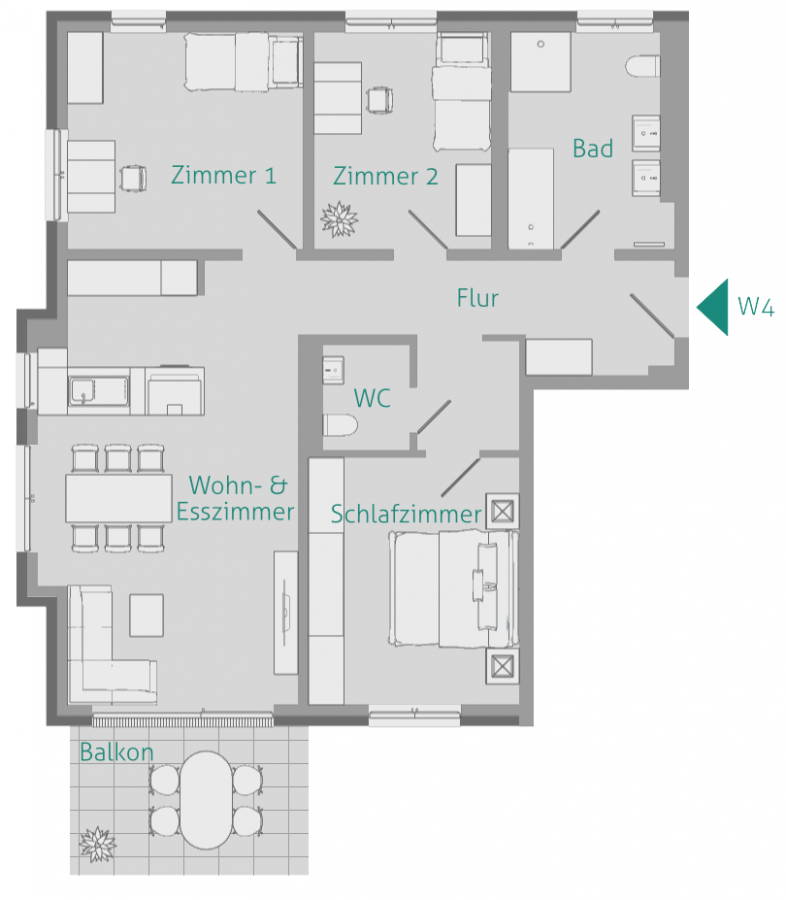 LETZTE 4-ZIMMERWOHNUNG – NEUBAU – BARRIEREFREI – SOFORT VERFÜGBAR - Wohnung 4 (9056)