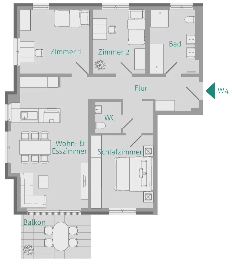 LETZTE 4-ZIMMERWOHNUNG – NEUBAU – BARRIEREFREI – SOFORT VERFÜGBAR - Wohnung 4 (13901)