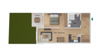 Grundriss_W1_schrift - Helle 2-Zimmer-Erdgeschosswohnung mit West-Terrasse – Hochwertig, barrierefrei & perfekt für betreutes Wohnen