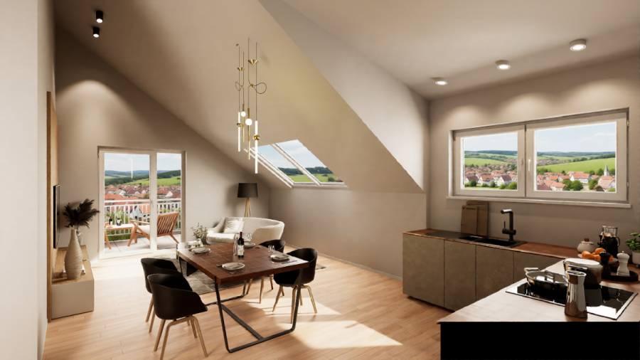 Erst vermieten, später einziehen – Altersgerechte 3-Zi.-DG-Wohnung - Wohn-/Esszimmer Whg. 11 (5949)