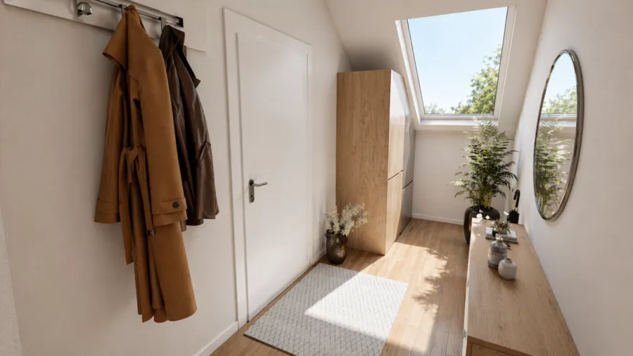 Erst vermieten, später einziehen – 3-Zi.-DG-Wohnung – KFW 40 QNG - Whg 11 Eingang (13904)