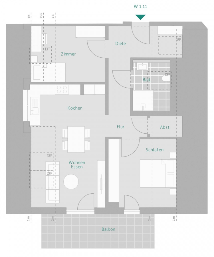 Erst vermieten, später einziehen – Altersgerechte 3-Zi.-DG-Wohnung - Grundriss Whg. 11 (7773)