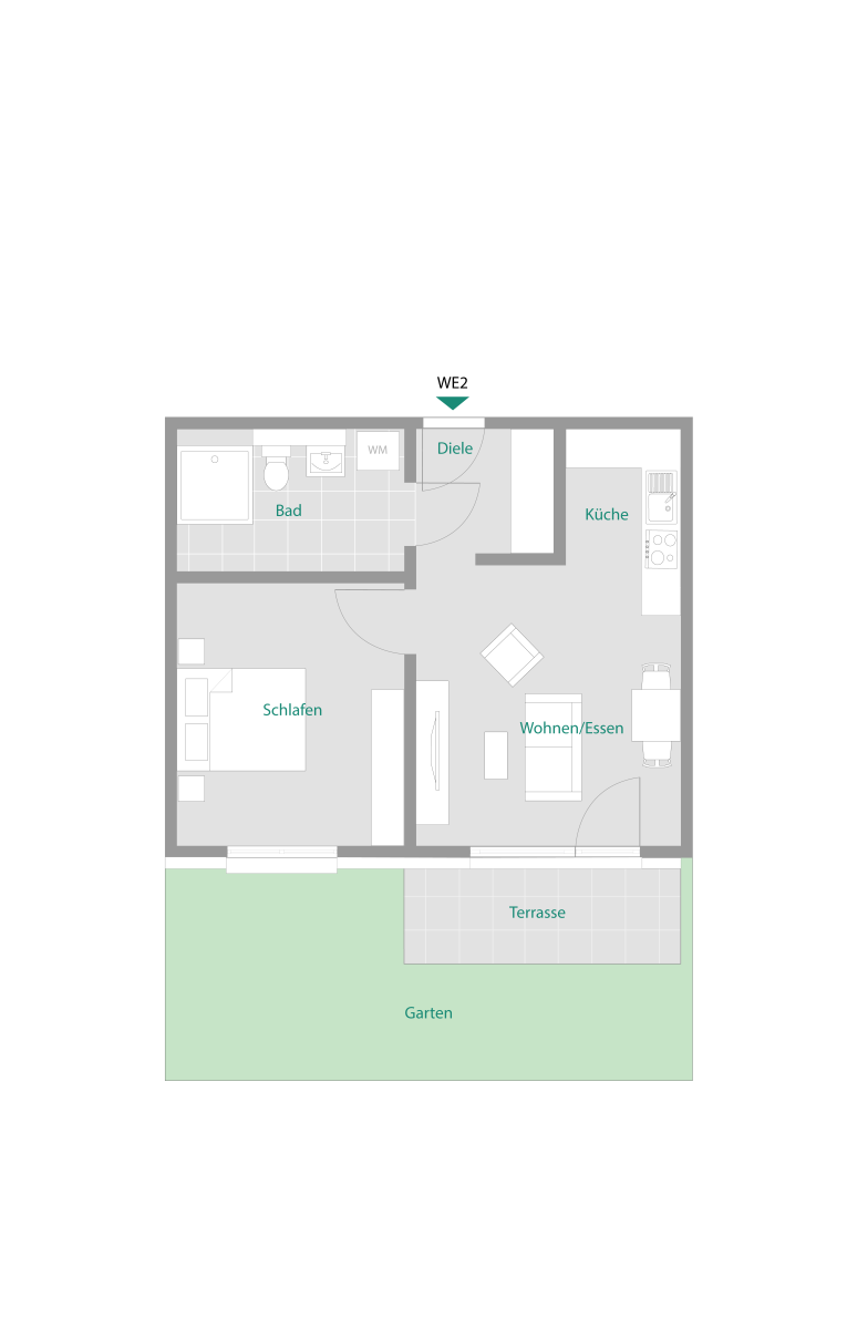Durchdacht: 2-Zi-Wohnung mitten in Holzgerlingen - Wohnung 2 (12753)