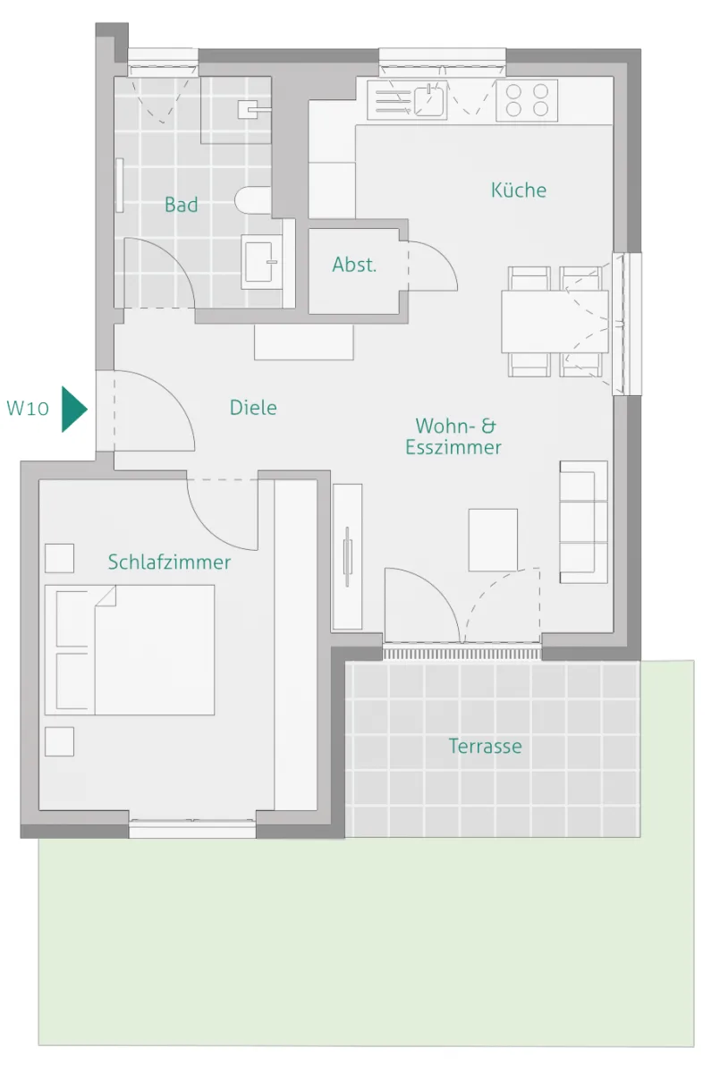 Helle 2-Zimmer-Wohnung mit Tageslichtbad & Abstellraum – Ideal für Singles & Paare – altersgerecht - Wohnung 10 - Haus 2 (14045)