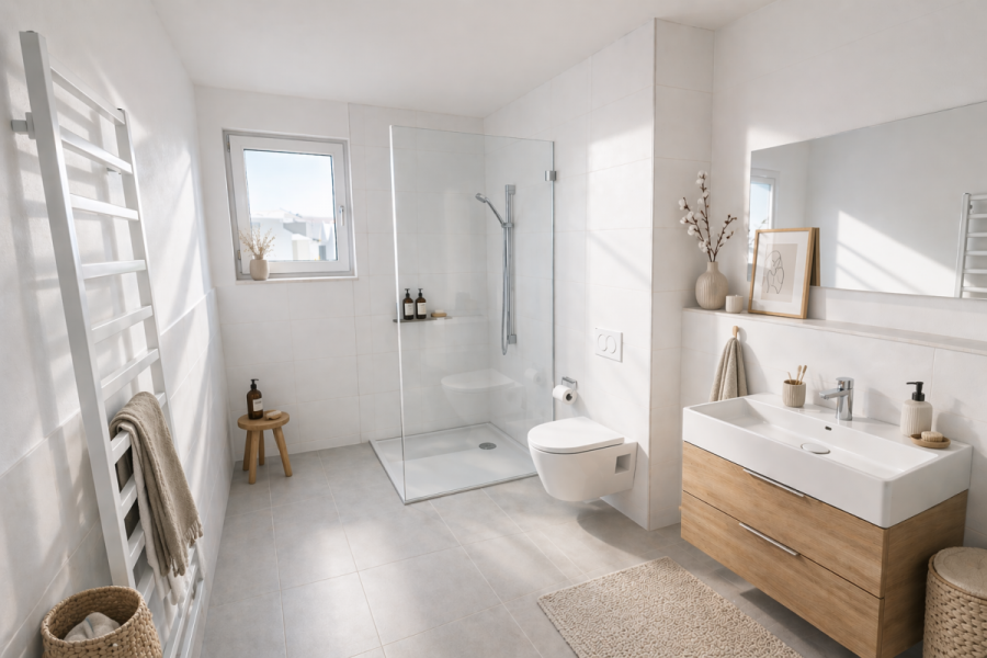 Helle 2-Zimmer-Wohnung mit Tageslichtbad & Abstellraum – Ideal für Singles & Paare – altersgerecht - Whg 10 Tageslichtbad (10051)