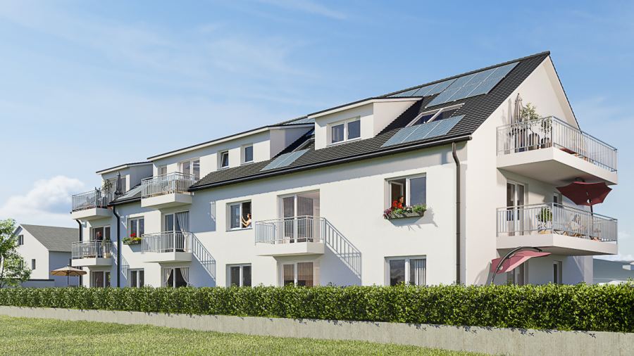 Mitten in Renningen: 2 Zimmer mit großer West-Terrasse - Süd-West-Ansicht (6005)