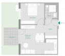 Grundriss Whg. 3 - Mitten in Renningen: 2 Zimmer mit großer West-Terrasse