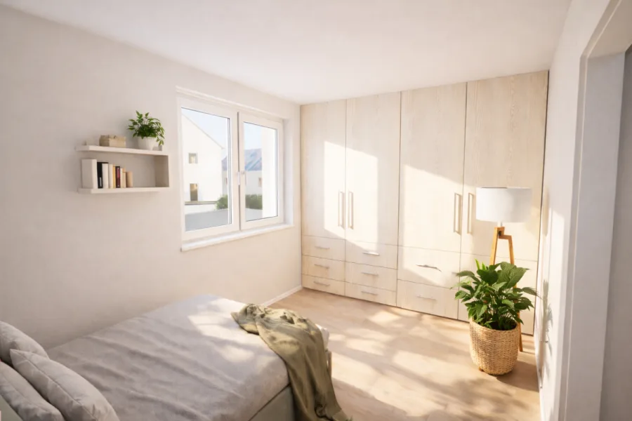 KFW 40 QNG: 3-Zi.-EG-Wohnung mit West-Terrasse - West-Ansicht (15425)