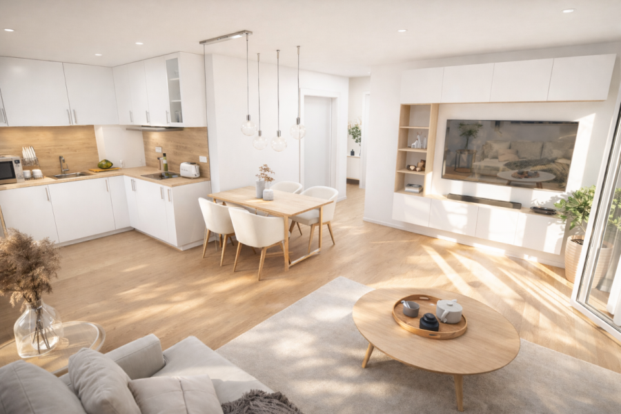 Moderne 2-Zimmer mit Süd-Balkon & Abstellraum – Helle Räume & zentrale Lage – mit Aufzug - Whg 5 Wohnraum (6799)