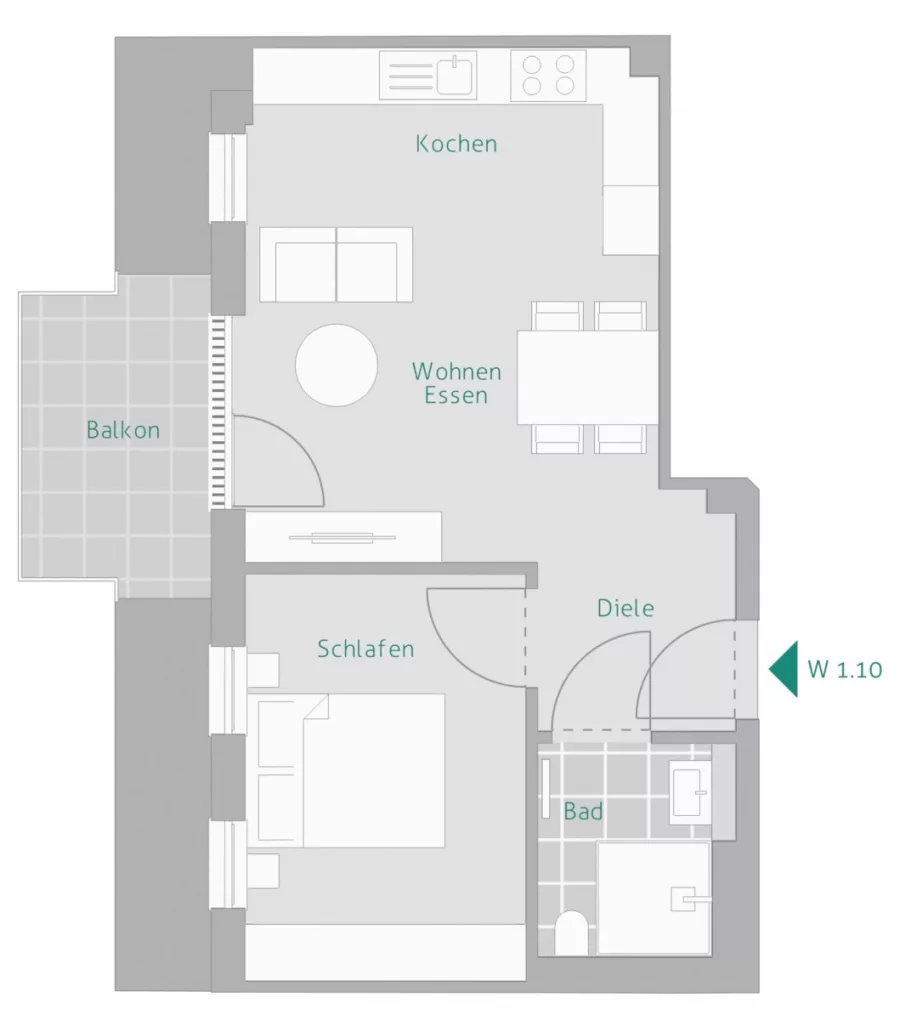 KfW 40 QNG: Kompakte Kapitalanleger-Whg – Ideal zu vermieten. - Grundriss Whg. 10 (13389)