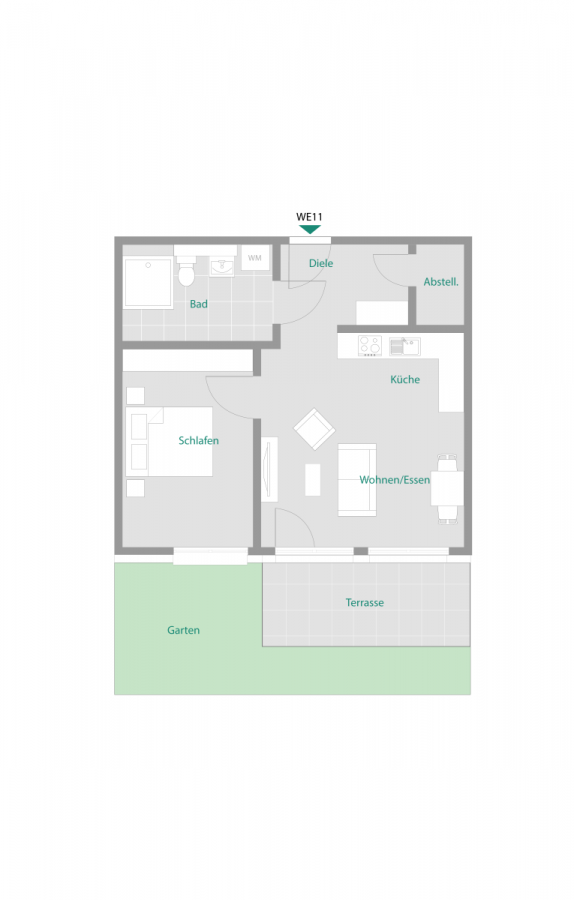 Durchdachte 2-Zimmer-Wohnung mit Terrasse & Garten – Betreutes Wohnen! - Wohnung 11 (11818)