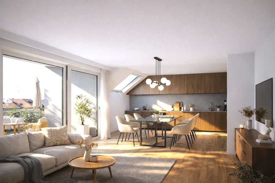 Lichtdurchflutete 3-Zimmer-Dachgeschosswohnung mit zusätzlicher Stellfläche – Komfort trifft Funktionalität - Whg 8 Offenes Wohnen (14181)