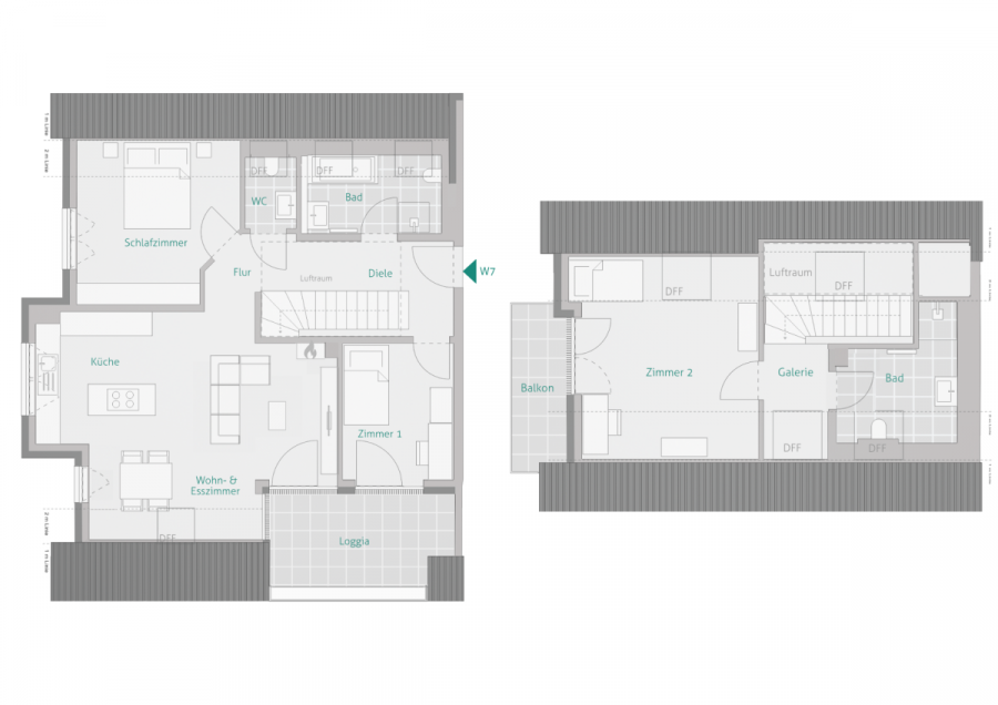 GENIALE 4 Zimmer: Kamin, Süd-Loggia & 2. Balkon – Großzügiges Wohnen auf zwei Ebenen - Wohnung 7 - Haus 1 (6786)