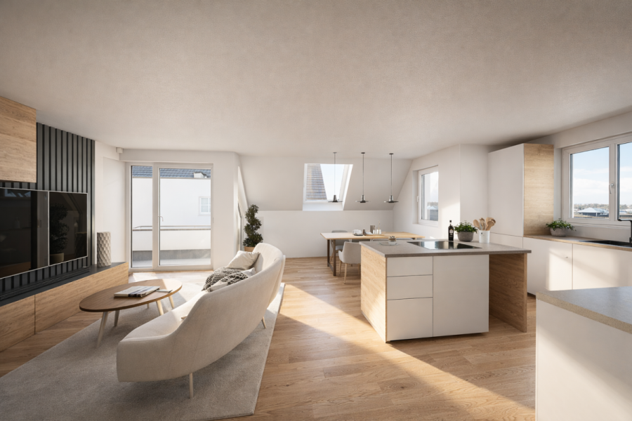 GENIALE 4 Zimmer: Kamin, Süd-Loggia & 2. Balkon – Großzügiges Wohnen auf zwei Ebenen - Whg 7 Wohnraum (5688)