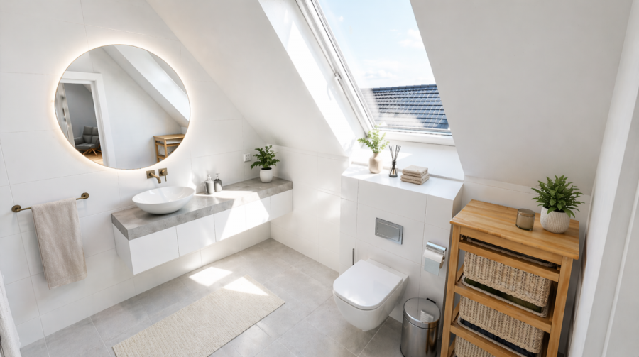 GENIALE 4 Zimmer: Kamin, Süd-Loggia & 2. Balkon – Großzügiges Wohnen auf zwei Ebenen - Whg 7 - Bad oben (8497)