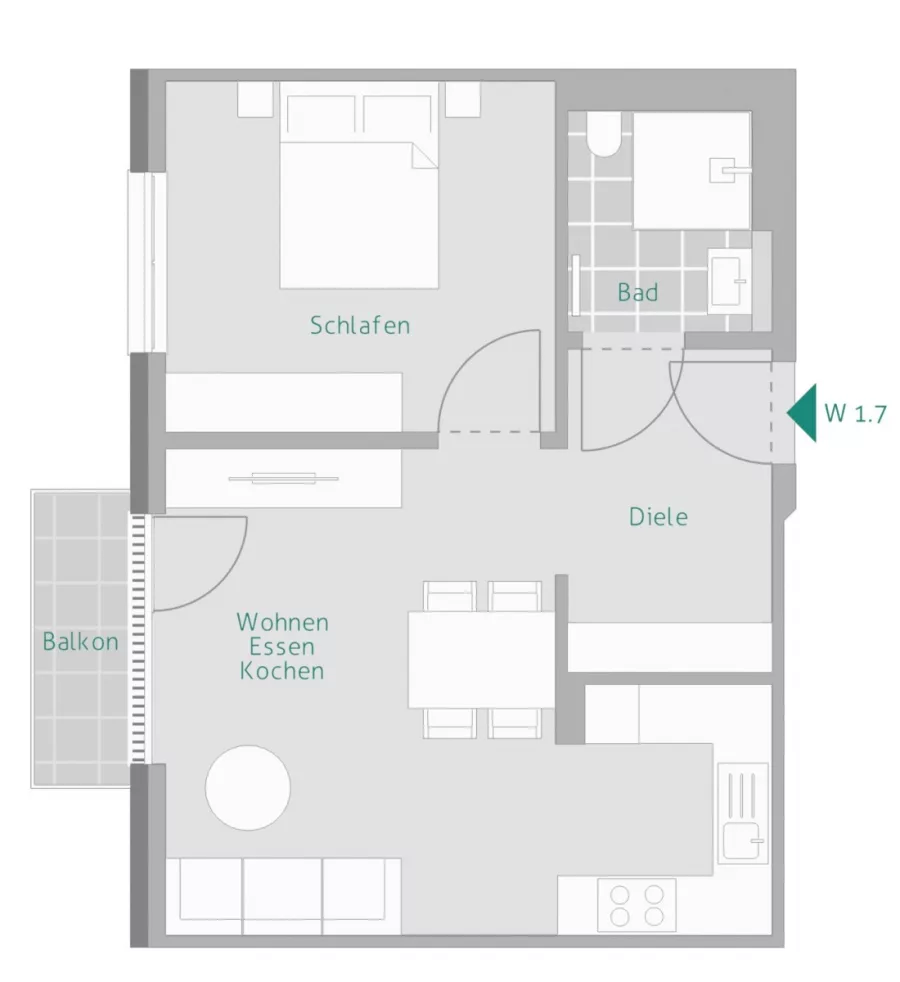 Kapitalanleger aufgepasst: KFW 40 QNG Förderfähig - Grundriss Whg. 7 (13423)