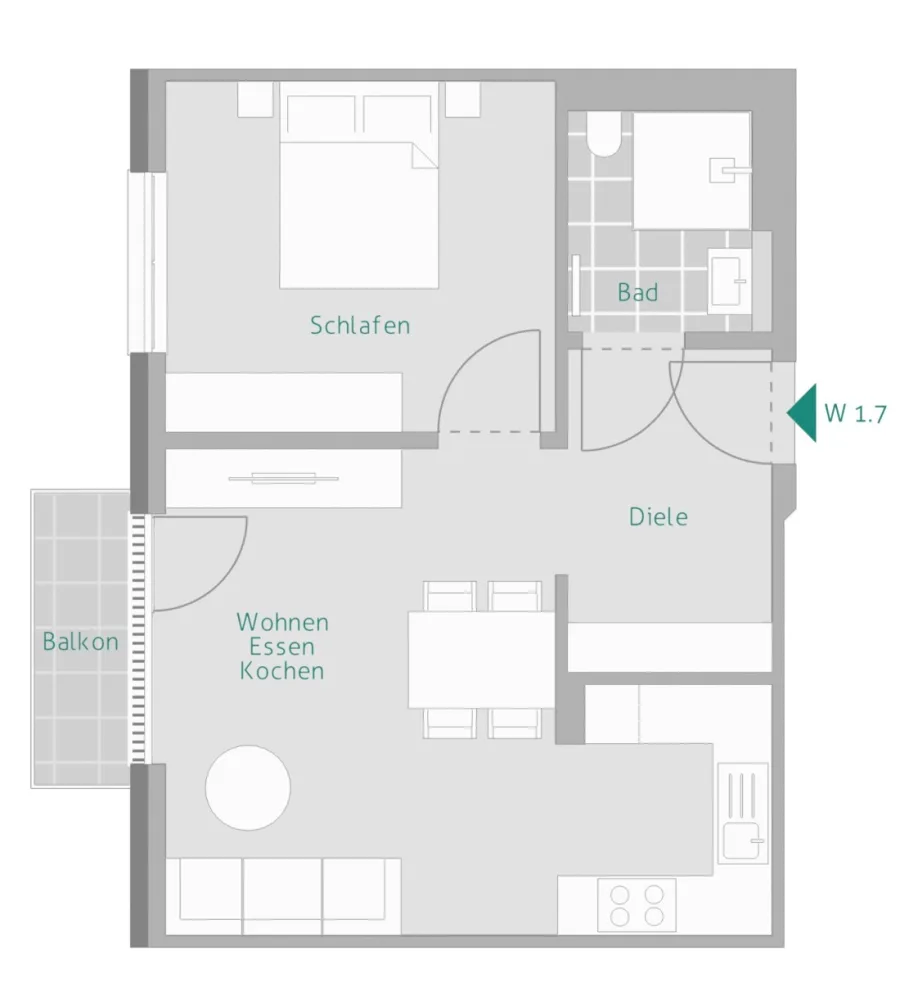Kapitalanleger aufgepasst: KFW 40 QNG Förderfähig - Grundriss Whg. 7 (15487)