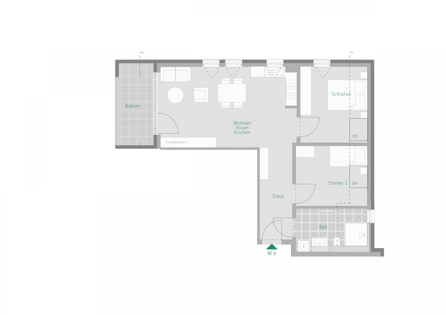 Altersgerechte 3-Zi-Wohnung im Dachgeschoss - Grundriss Wohnung 9 (5609)