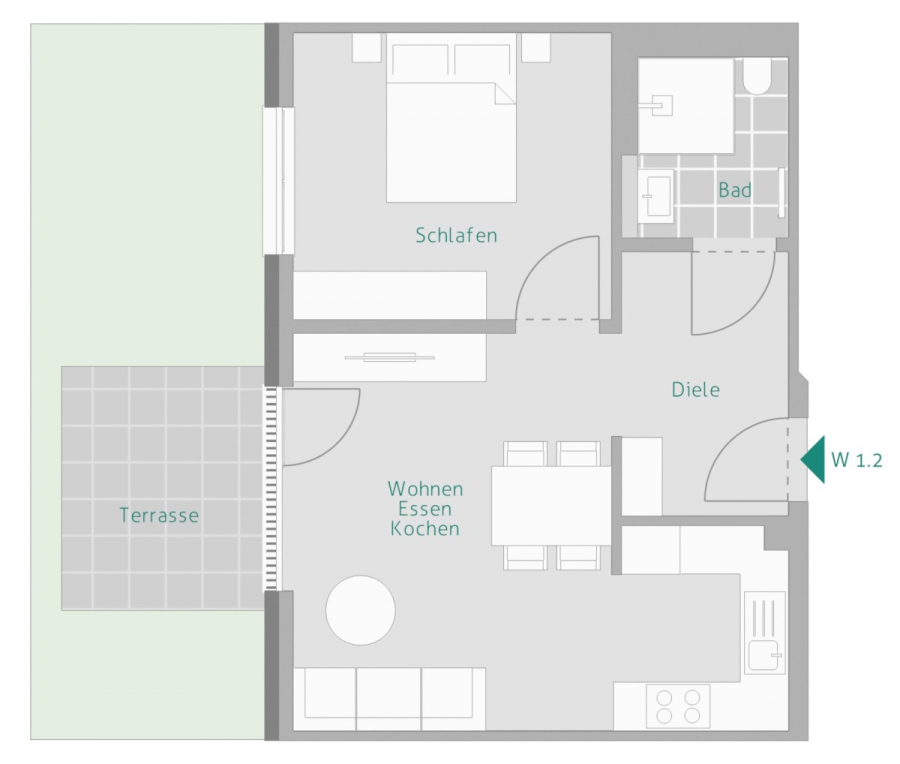 Renningen: Perfekte 2-Zi-Wohnung – KFW 40 QNG - Grundriss Whg. 2 (10704)