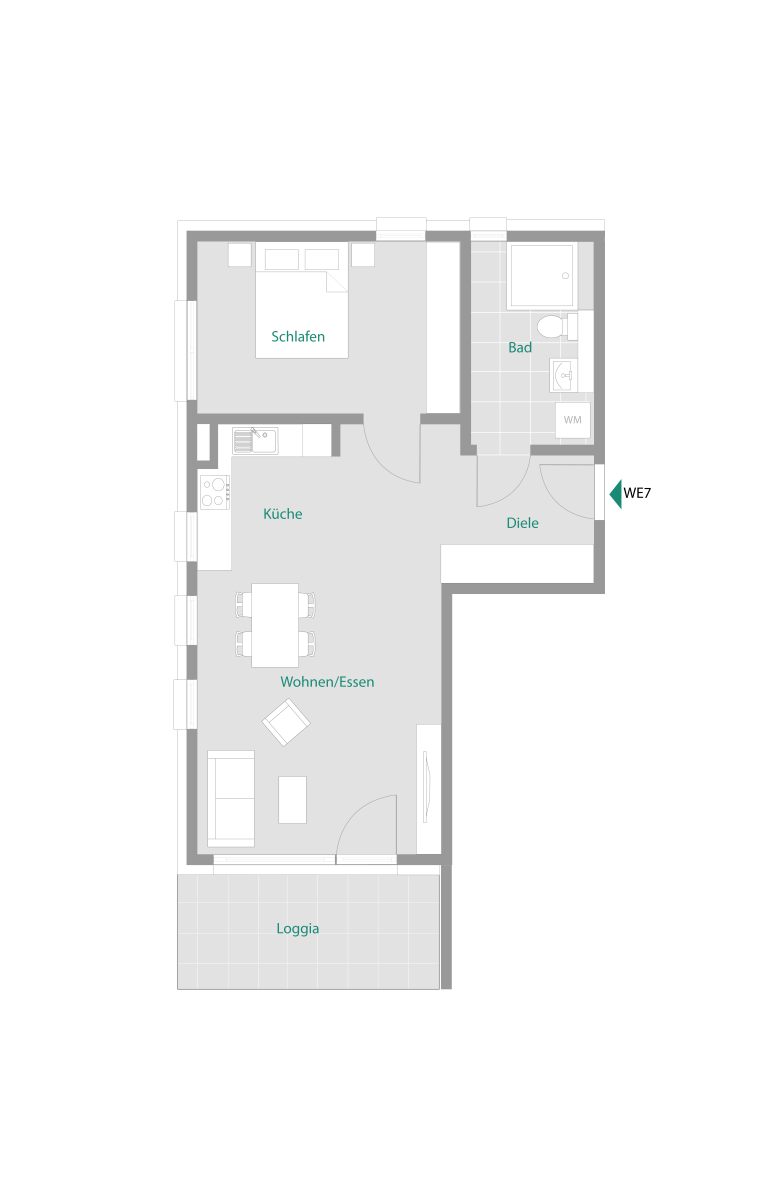 Wohlfühlen & sicher sein: Helle 2-Zimmer im Betreuten Wohnen - Wohnung 7 (12725)