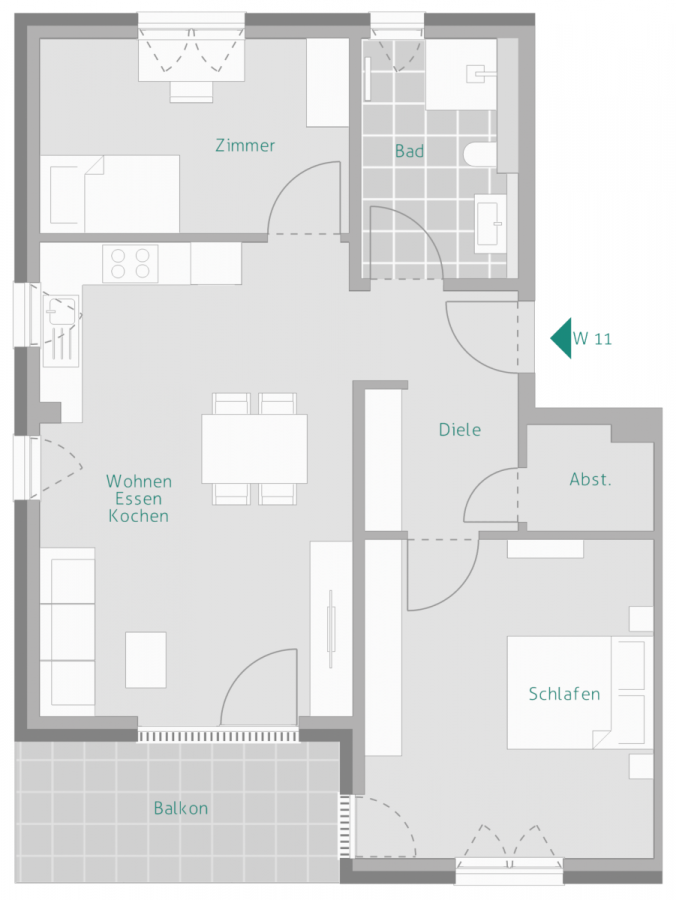 Attraktive 3-Zimmer-Balkonwohnung im 1.OG – Viel Platz und hochwertige Ausstattung - Wohnung 11 (5650)