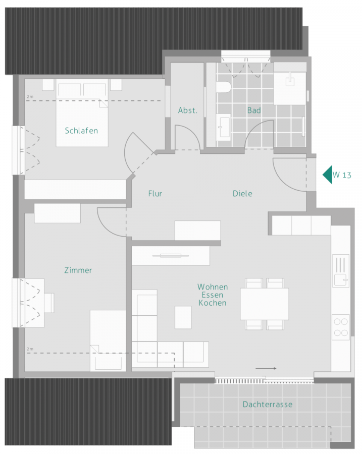 Exklusive 3-Zimmerwohnung im Dachgeschoss mit Dachbodenraum – Modernes Wohnen auf höchstem Niveau – RESERVIERT - Wohnung 13 (9666)