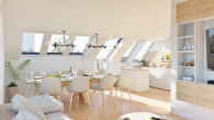 GANZ OBEN: Atemberaubende 3 Zimmer mit Dachterrasse + Loggia – Renningen direkt - Wohnung 8 Wohn- und Essbereich