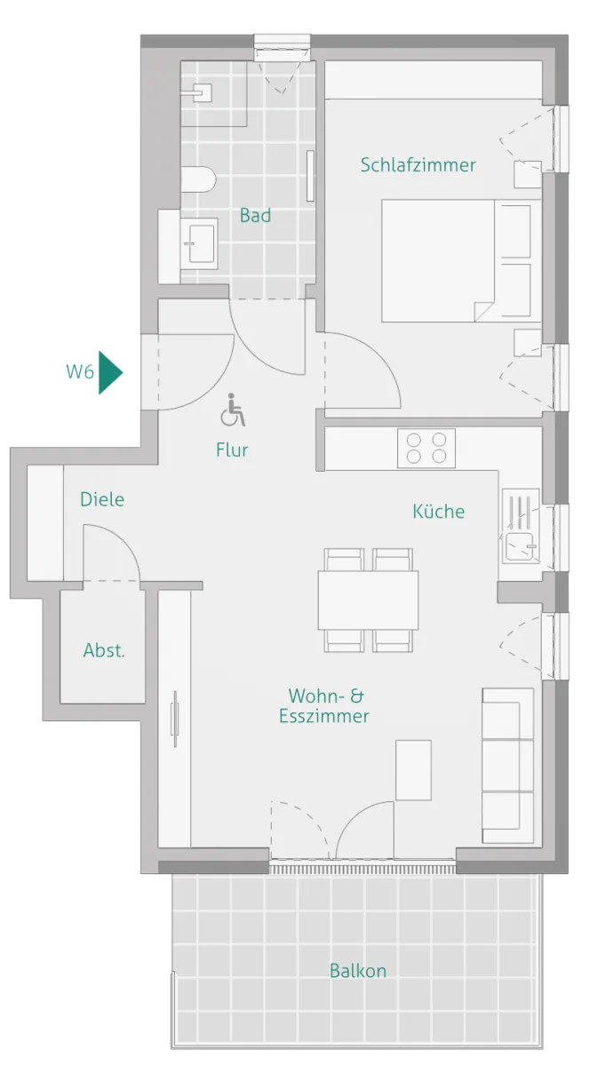 Perfekte 2-Zimmer Obergeschosswohnung mit Balkon, Abstellraum & Tageslichtbad – Komfortabel wohnen in Herrenberg – RESERVIERT - Wohnung 6 - Haus 1 (14108)
