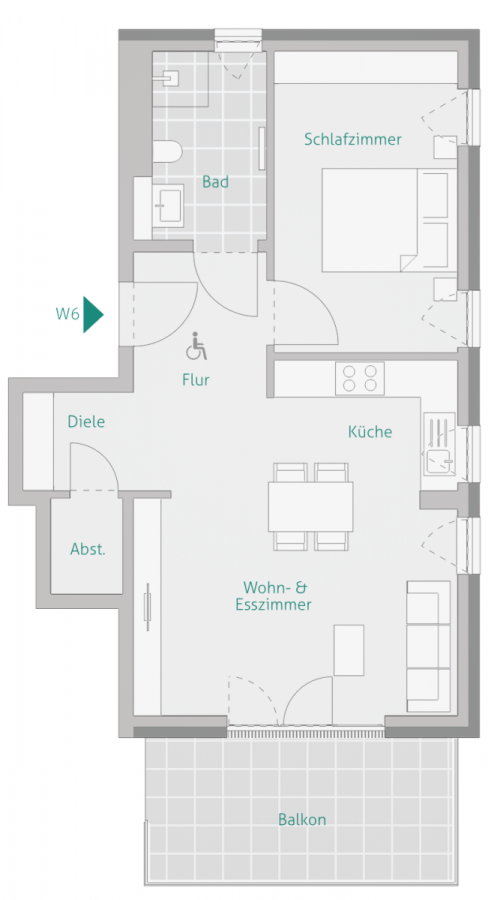 Perfekte 2-Zimmer Obergeschosswohnung mit Balkon, Abstellraum & Tageslichtbad – Komfortabel wohnen in Herrenberg - Wohnung 6 - Haus 1 (9116)