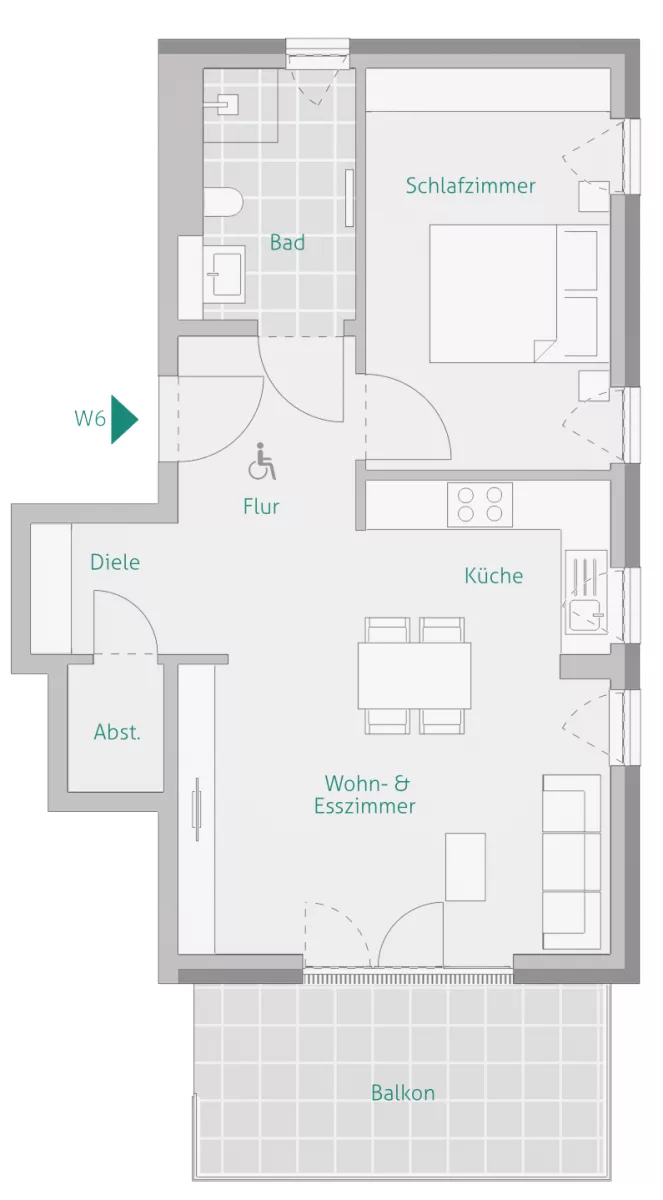 Perfekte 2-Zimmer Obergeschosswohnung mit Balkon, Abstellraum & Tageslichtbad – Komfortabel wohnen in Herrenberg - Wohnung 6 - Haus 1 (13154)