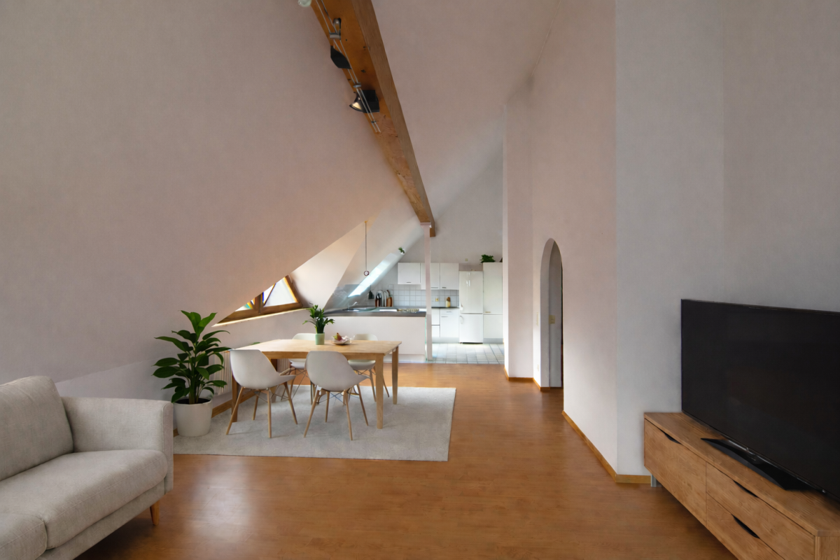 Stilvolle 2-Zimmer-Dachgeschosswohnung mit offener Wohnküche, Luftraum & Balkonaussicht, 71134 Aidlingen, Dachgeschosswohnung