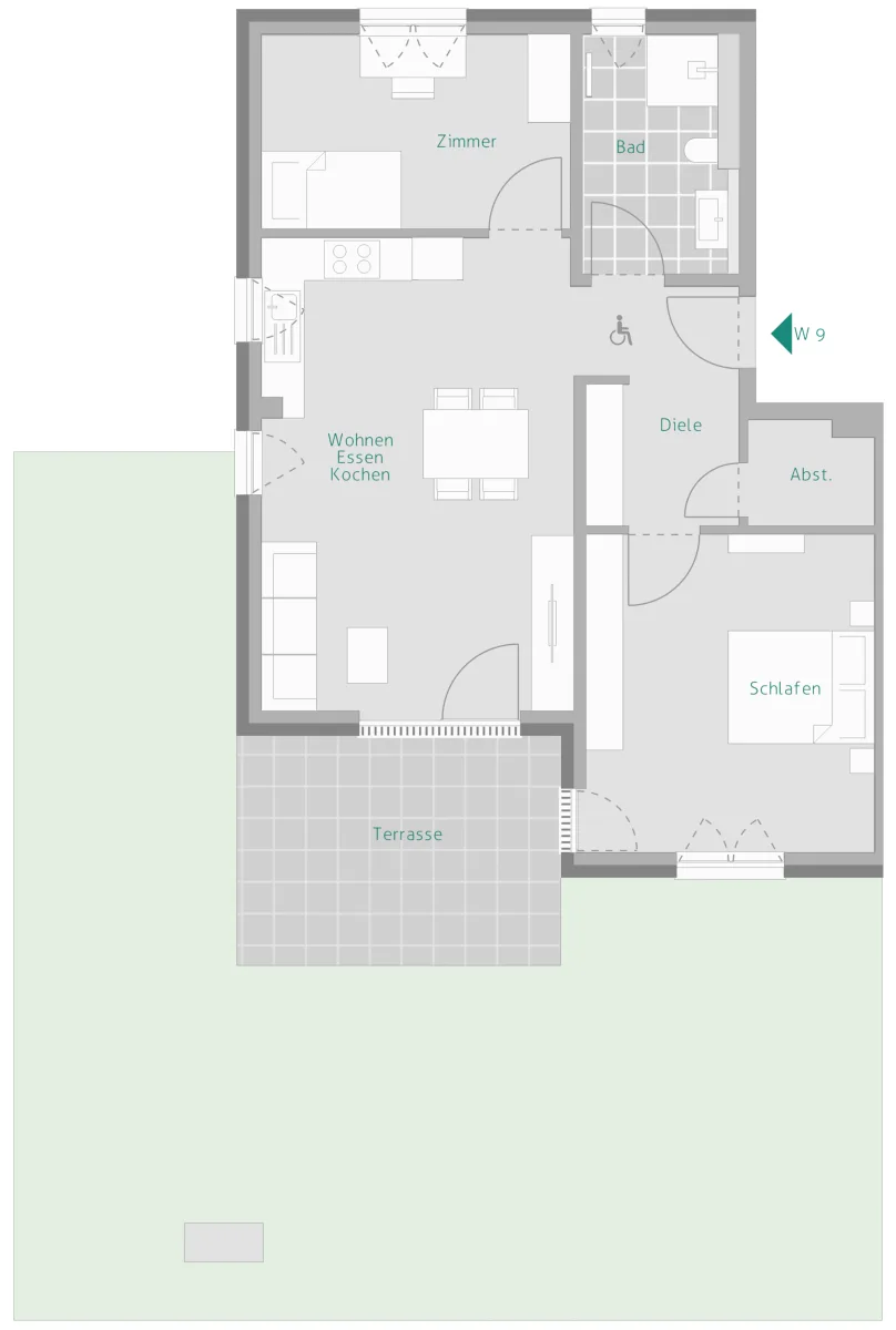 Hochwertige Neubauwohnung im Erdgeschoss mit großem Gartenanteil – Barrierefrei & seniorengerecht - Wohnung 9 (14169)