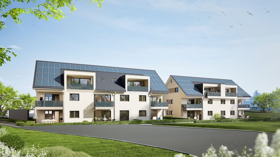 Hochwertige Neubauwohnung im Erdgeschoss mit großem Gartenanteil – Barrierefrei & seniorengerecht - Süd-West-Ansicht (9302)