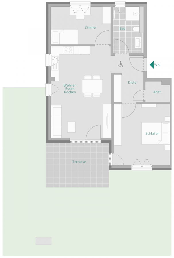 Hochwertige Neubauwohnung im Erdgeschoss mit großem Gartenanteil – Barrierefrei & seniorengerecht - Wohnung 9 (9304)