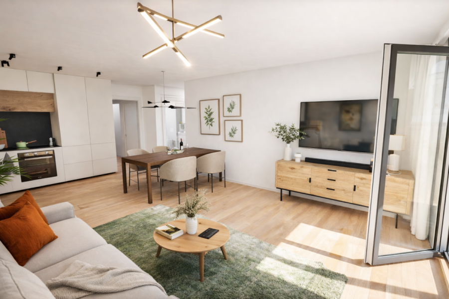 Hochwertige Neubauwohnung im Erdgeschoss mit großem Gartenanteil – Barrierefrei & seniorengerecht - Whg 9 - Wohnbereich (5652)