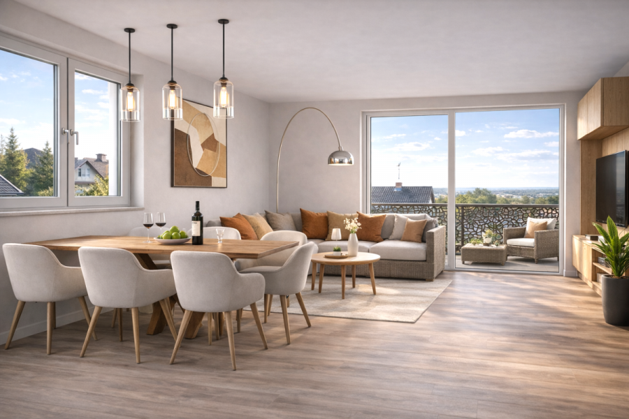 Großzügige Wohnung im Obergeschoss: 4 Zimmer, Balkon & Gäste-WC – Für hohe Ansprüche - Whg 12 - Wohnen (5622)