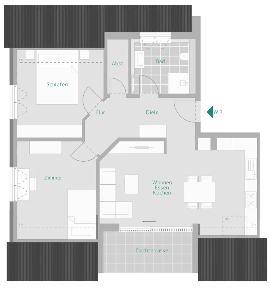 Stilvolle Dachgeschosswohnung mit viel Licht – Vielseitig nutzbar & modern gestaltet - Wohnung 7 (14200)