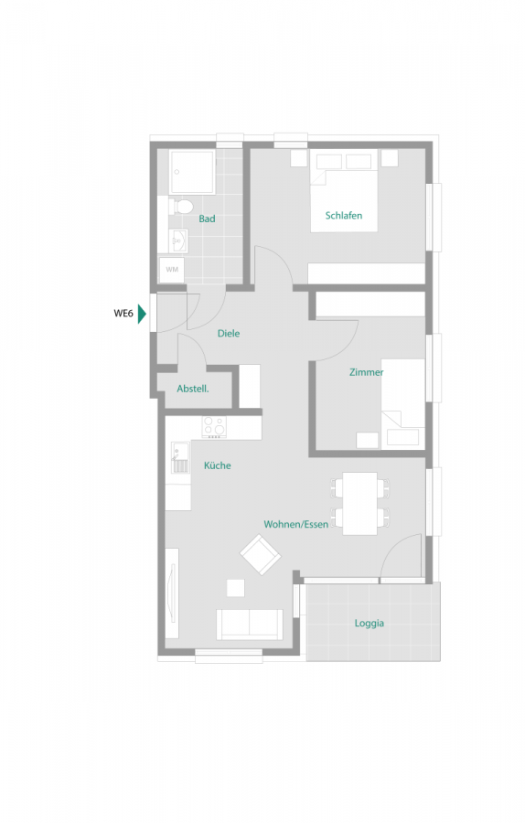 Helle 3-Zi-Wohnung mit Süd-West-Loggia – Betreutes Wohnen - Wohnung 6 (5799)