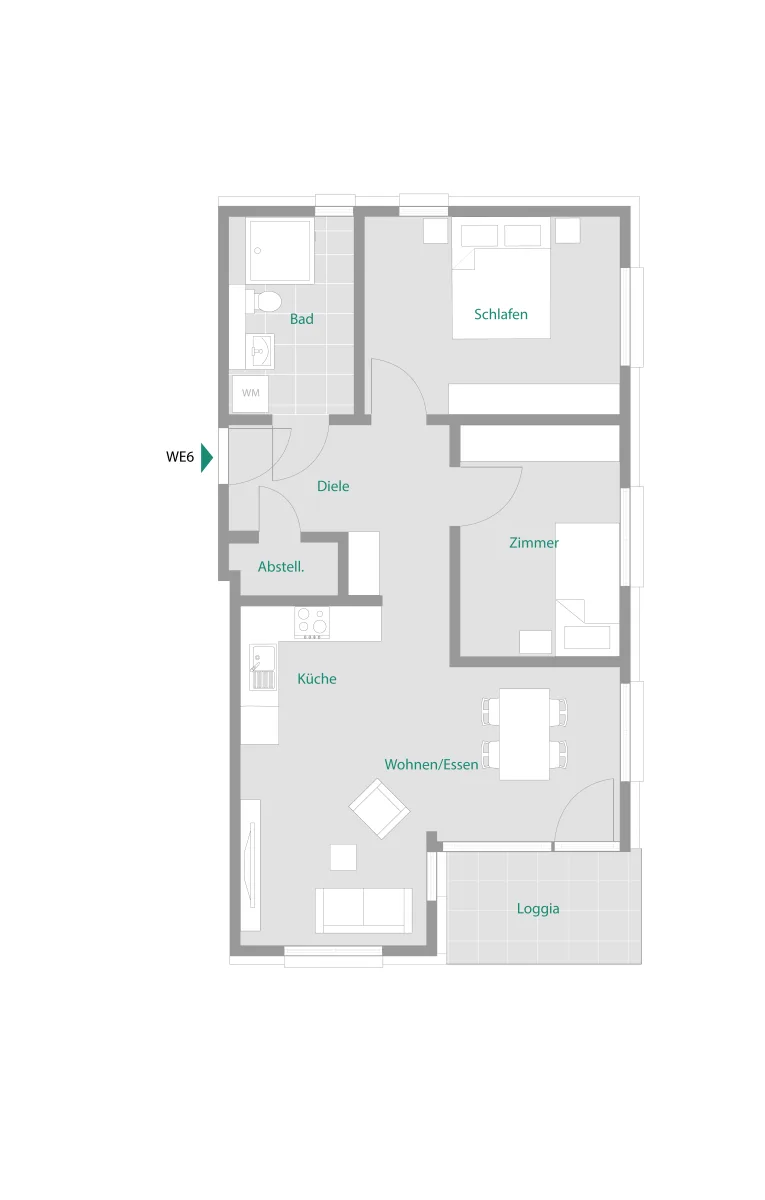 Helle 3-Zi-Wohnung mit Süd-West-Loggia – Betreutes Wohnen - Wohnung 6 (14255)