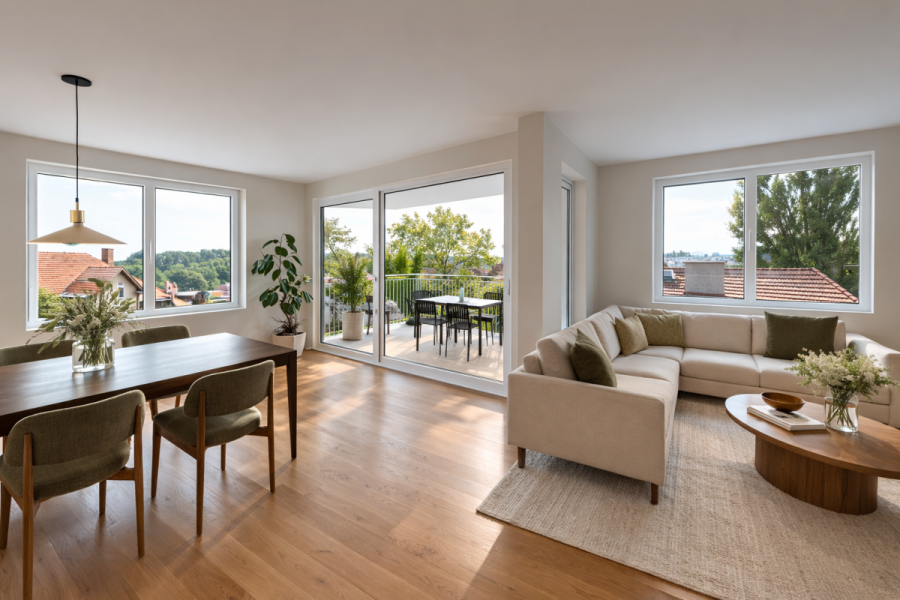 Helle 3-Zi-Wohnung mit Süd-West-Loggia – Betreutes Wohnen - Whg 6 - Wohnbereich (8588)