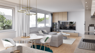 Mitten in Renningen: 3 Zimmer mit großer West-Terrasse - Wohnung 3 und 6 Küche mit Wohn- und Essbereich