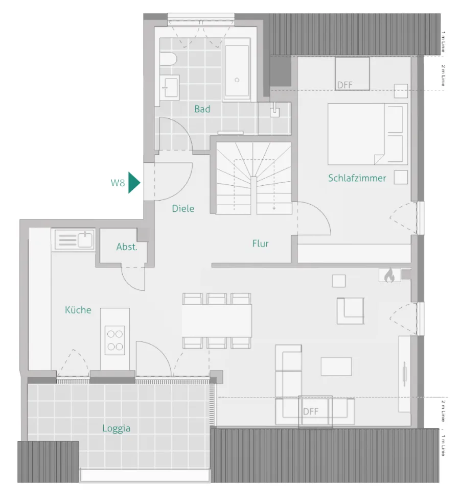 Stilvolles Zuhause für Familien & Paare mit hohen Ansprüchen: 4 Zimmer mitten in Herrenberg - Wohnung 8 - Haus 1 - 1. DG (14520)