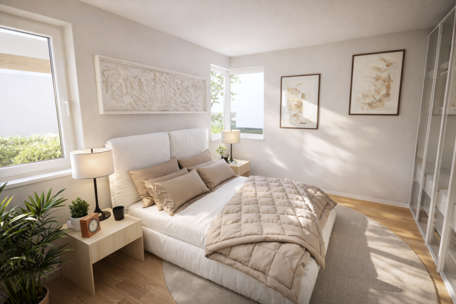 Ideale 3-Zimmer-Wohnung im betreuten Wohnen - Whg 4 - Schlafzimmer (12667)