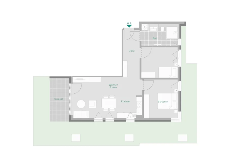 Ideale 3-Zimmer-Wohnung im betreuten Wohnen - Grundriss Wohnung 4 (13601)