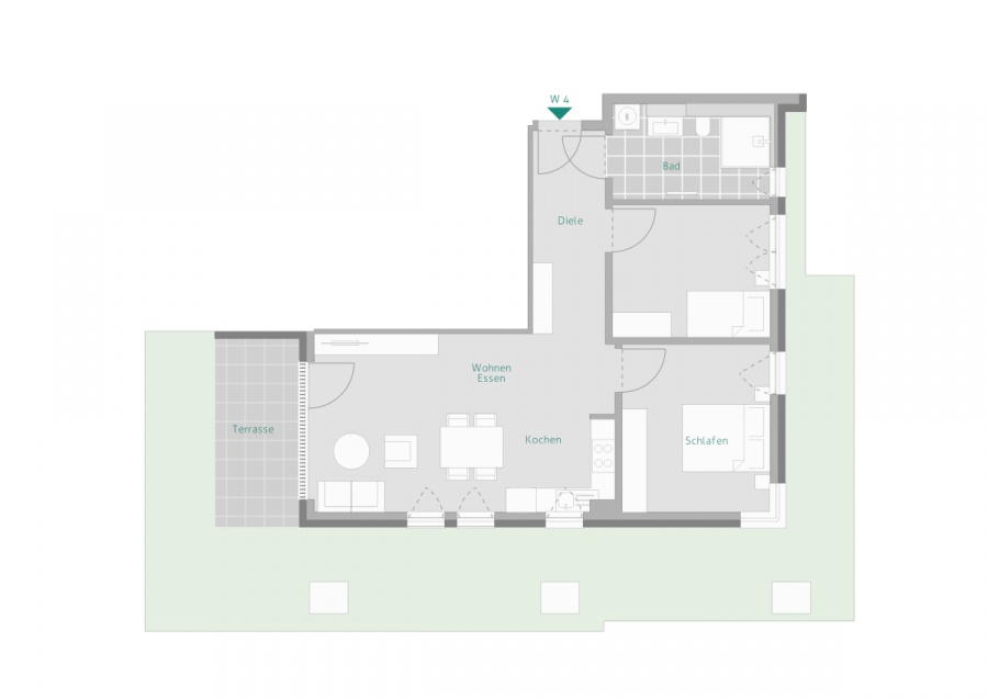 Ideale 3-Zimmer-Wohnung im betreuten Wohnen - Grundriss Wohnung 4 (12675)