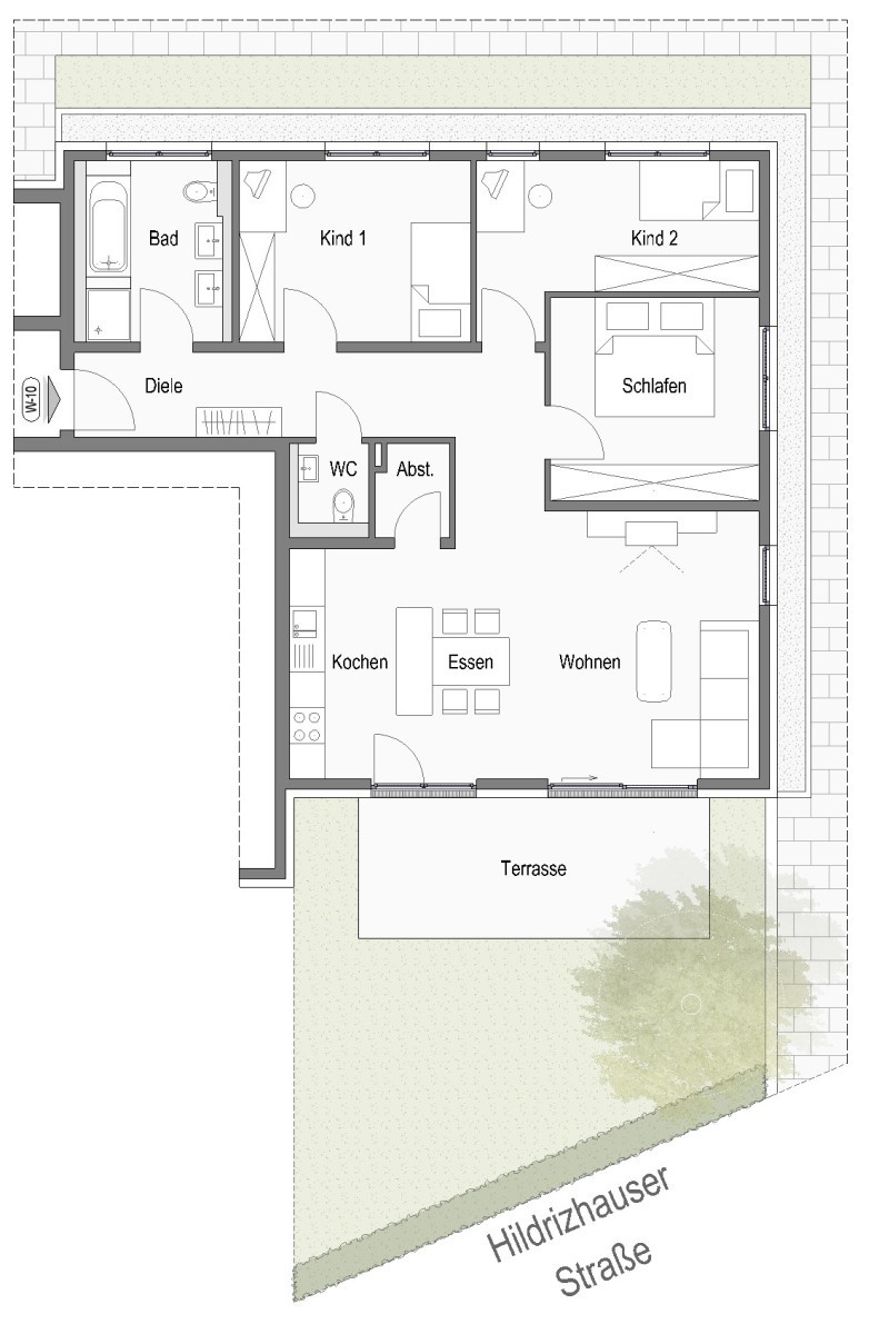 Stadtnah wohnen mit Garten – 4-Zimmer-EG-Wohnung in Herrenberg - Grundriss Wohnung 10 (12493)